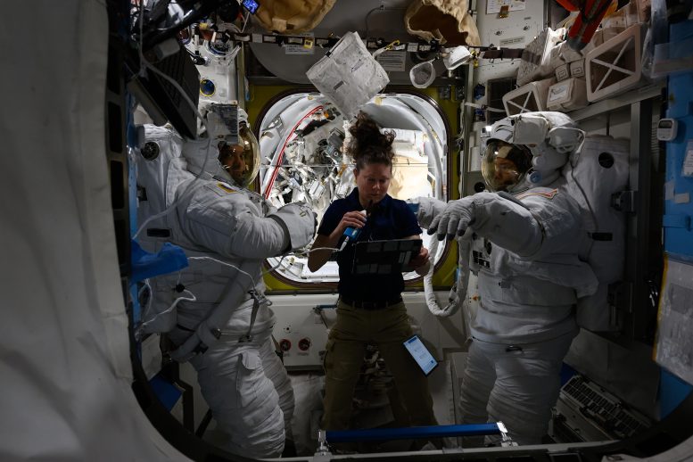 NASA Astronotları Uzay Giysisi Uyum Kontrolü Sırasında