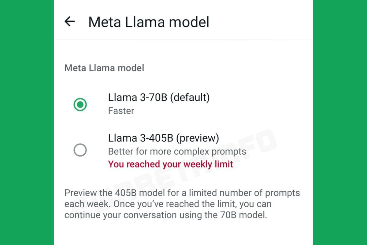 whatsapp lama modelleri wabetainfo WhatsApp AI modelleri özelliği
