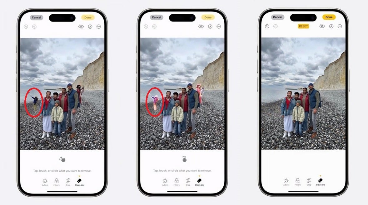 Apple'ın Temizleme özelliği, Fotoğraflar uygulamasındaki fotoğraflardaki dikkat dağıtıcı unsurları ortadan kaldırır - Apple'ın "Temizlemek" Google'ın Sihirli Silgisinin iOS 18 sürümüdür