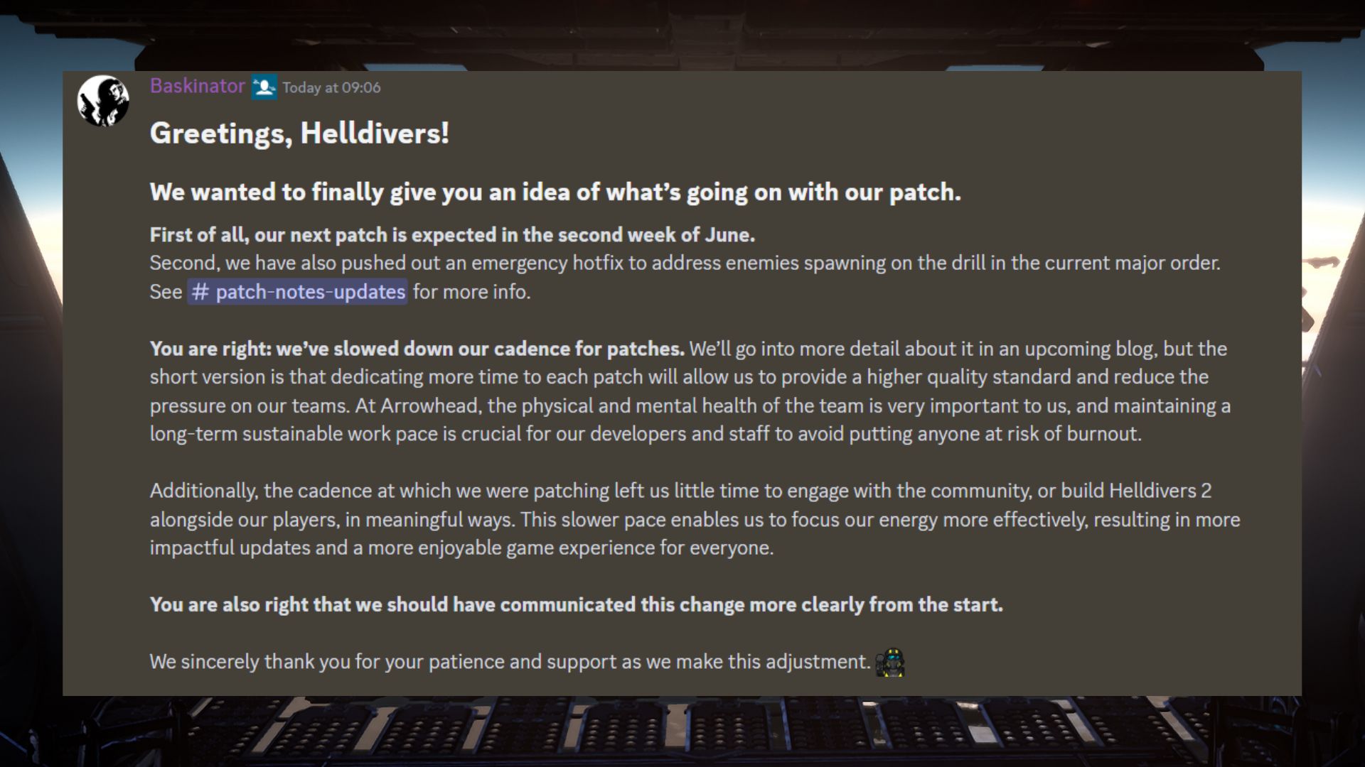 Helldivers 2 geliştiricisi nihayet bir sonraki büyük yamanın neden ertelendiğini açıklıyor