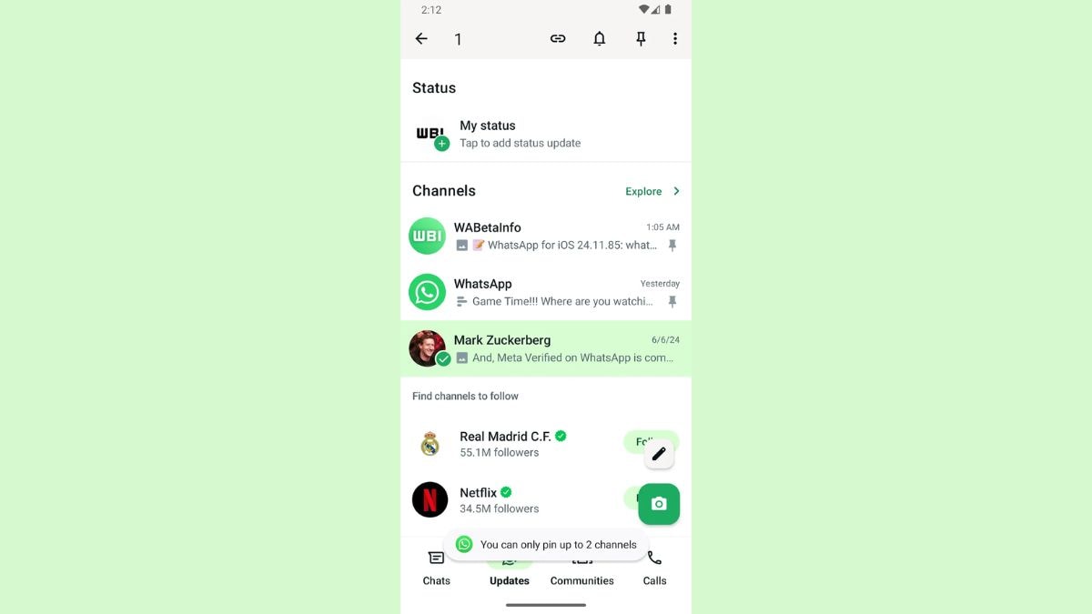 whatsapp kanalları WhatsApp'ta birden fazla kanalı sabitleyin