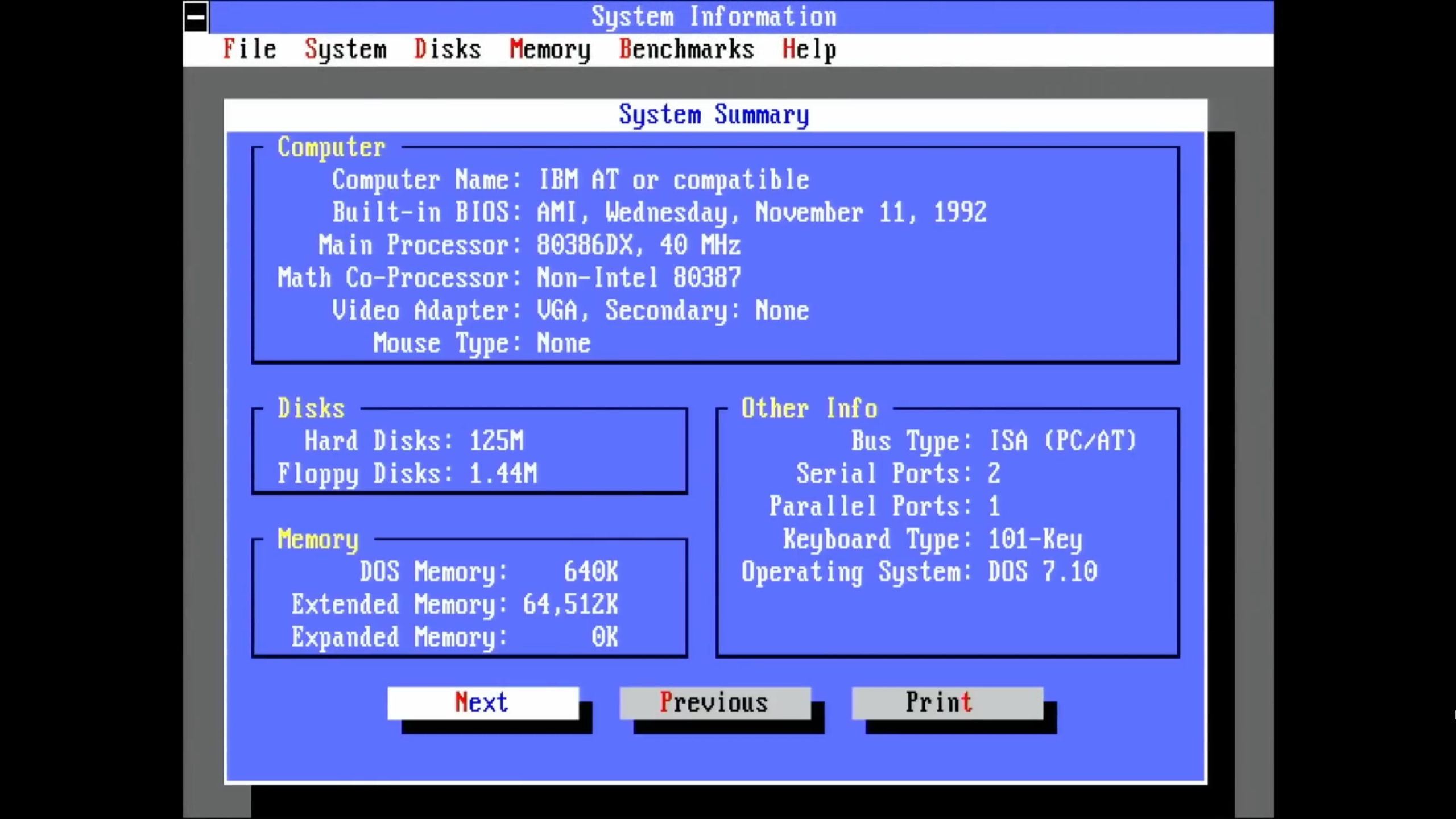 386'daki BIOS bilgi ekranı 64MB RAM'in takılı olduğunu gösteriyor