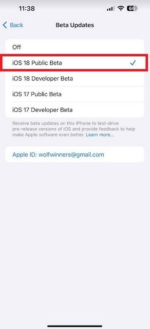 Büyük sorunlardan kaçınmak istiyorsanız, iOS 18 Public Beta kanalını seçmek doğru yoldur. | Görsel kredisi-PhoneArena - iOS 18 Public Beta 1'i mi yoksa iOS 18 Developer Beta 3'ü mü yüklemelisiniz?