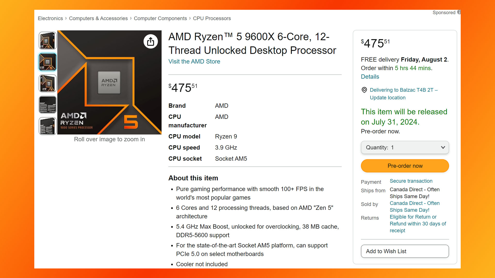 AMD’nin yeni Ryzen 5 9600X CPU’su satışa çıktı ve ucuz değil