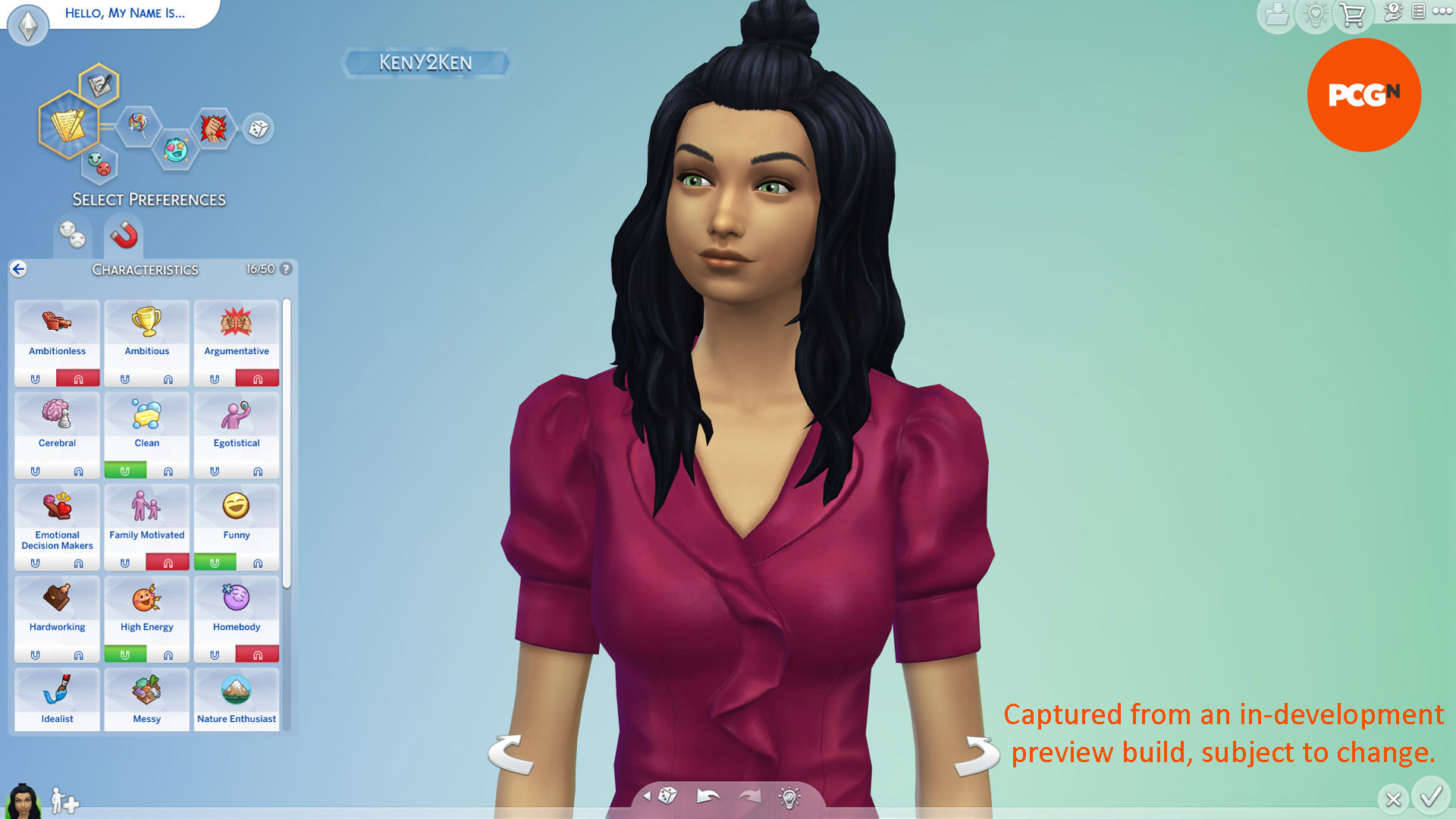 The Sims 4 Lovestruck - Yeni Heyecan Verici ve Heyecan Verici olmayan özellikler menüsü.