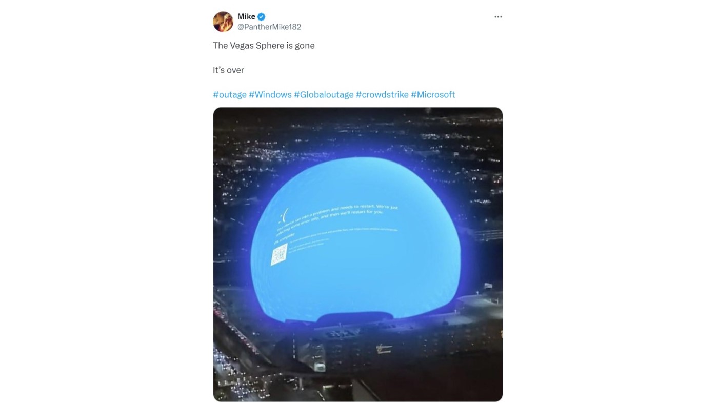 Vegas Sphere'de mavi ölüm ekranı gösteriliyor