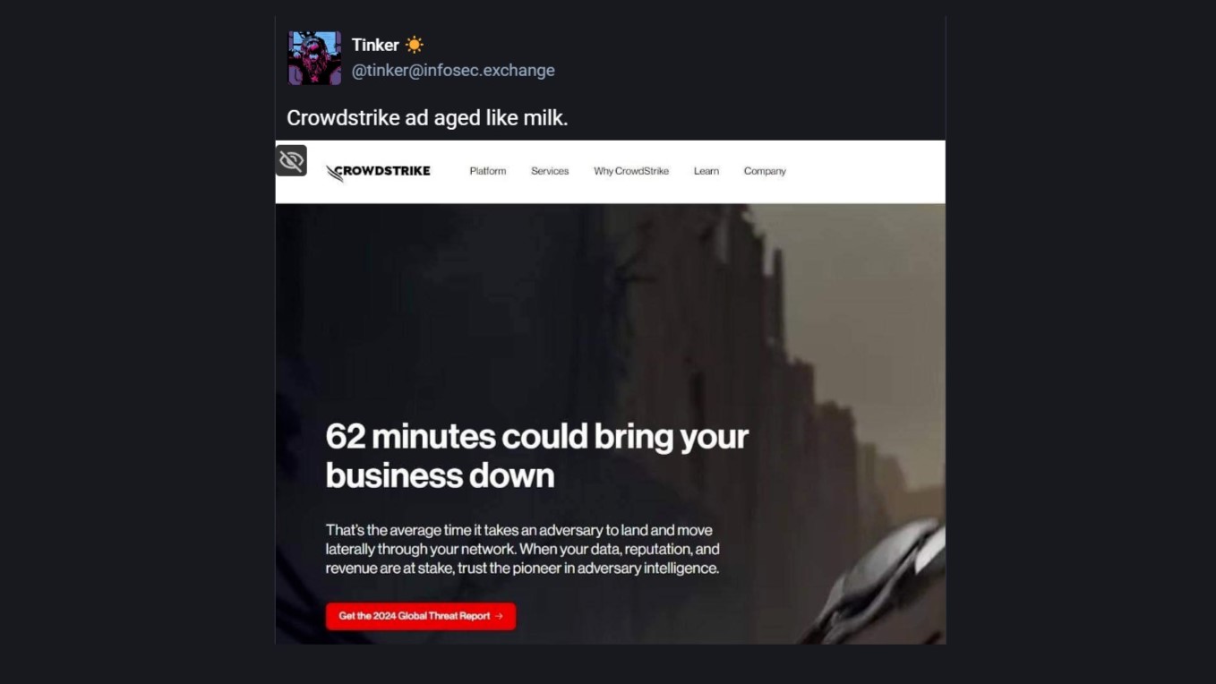 Crowdstrike web sitesinden Mastodon gönderisi