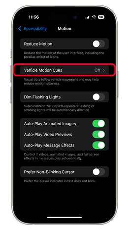 iOS 18'li iPhone'da Araç Hareket İşaretleri nasıl kullanılır?