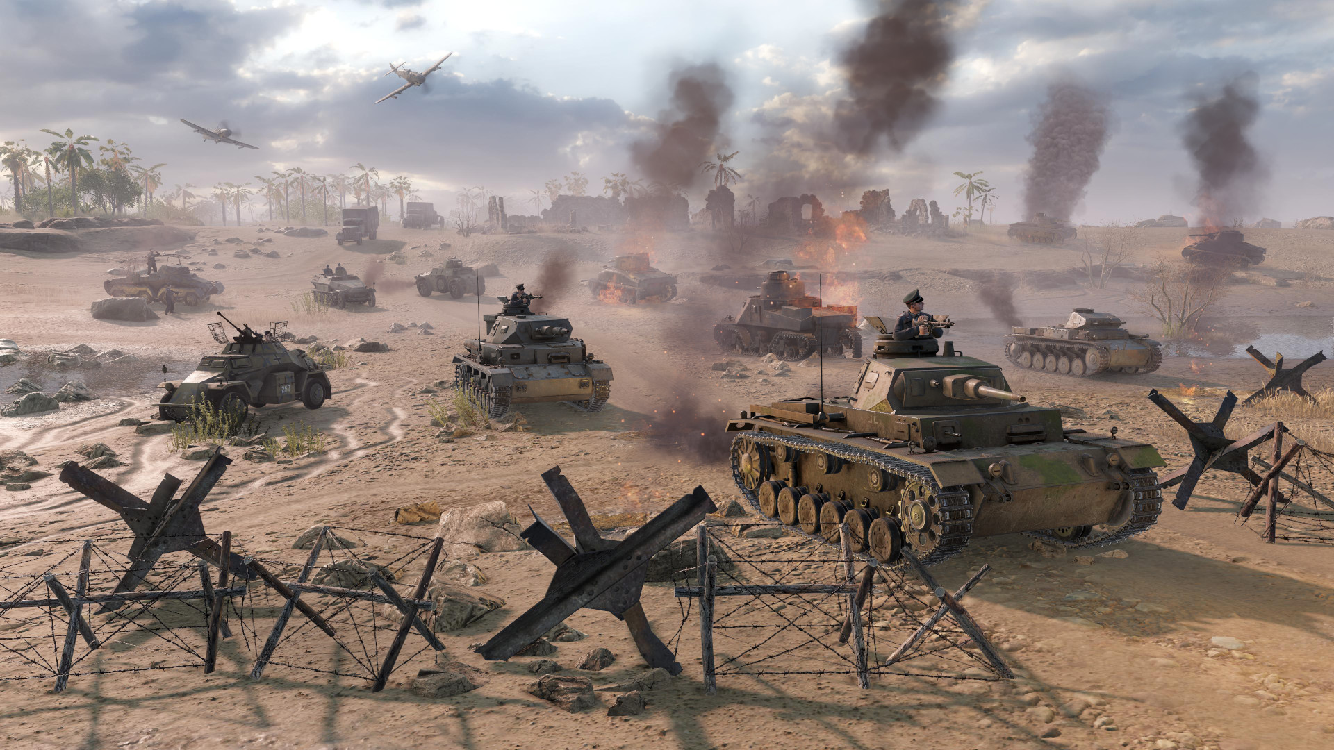 Men of War 2'de birkaç tank savaş alanında ilerliyor