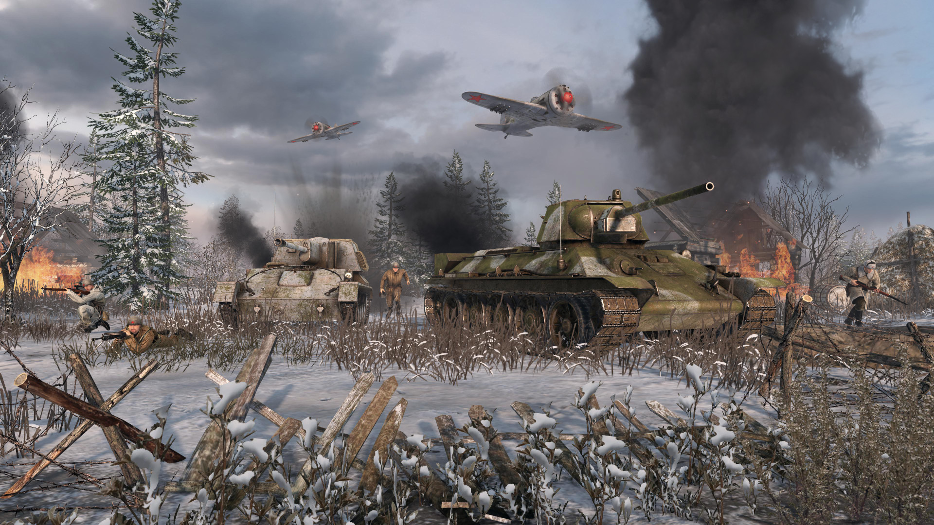 Men of War 2'de bir tank karda ilerliyor