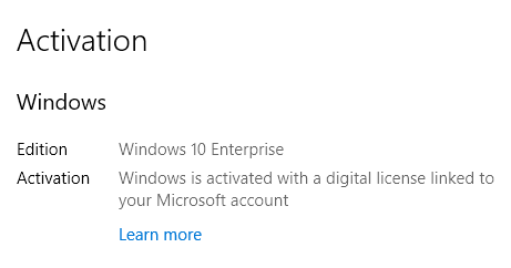 windows 10 dijital lisans etkinleştirme ekranı