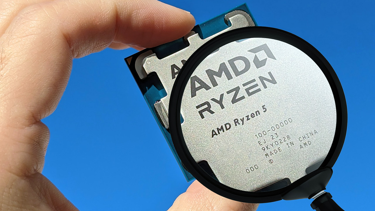 Yapay zeka tarafından üretilen büyüteçli AMD Ryzen 5 masaüstü çipi