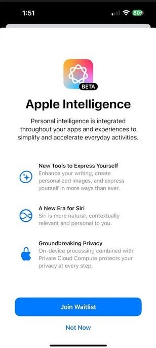 iOS Developer Beta 18.1'de Apple Intelligence Beta için bekleme listesine katılın. | Resim kredisi-PhoneArena - Apple, bazı iPhone kullanıcılarının Apple Intelligence Beta için bekleme listesine katılmasına olanak tanıyan güncellemeleri yayınladı