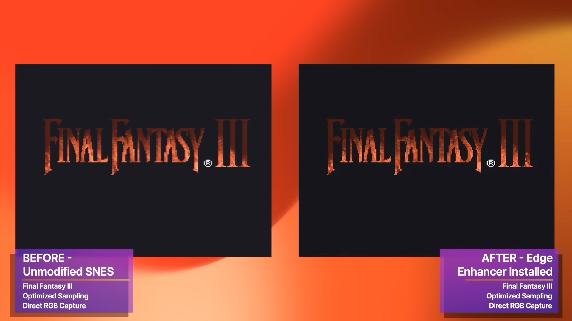 Final Fantasy III'te modlama sonrası daha derin siyahlar ve dikey çizgi düzeltmesi gözlemlendi