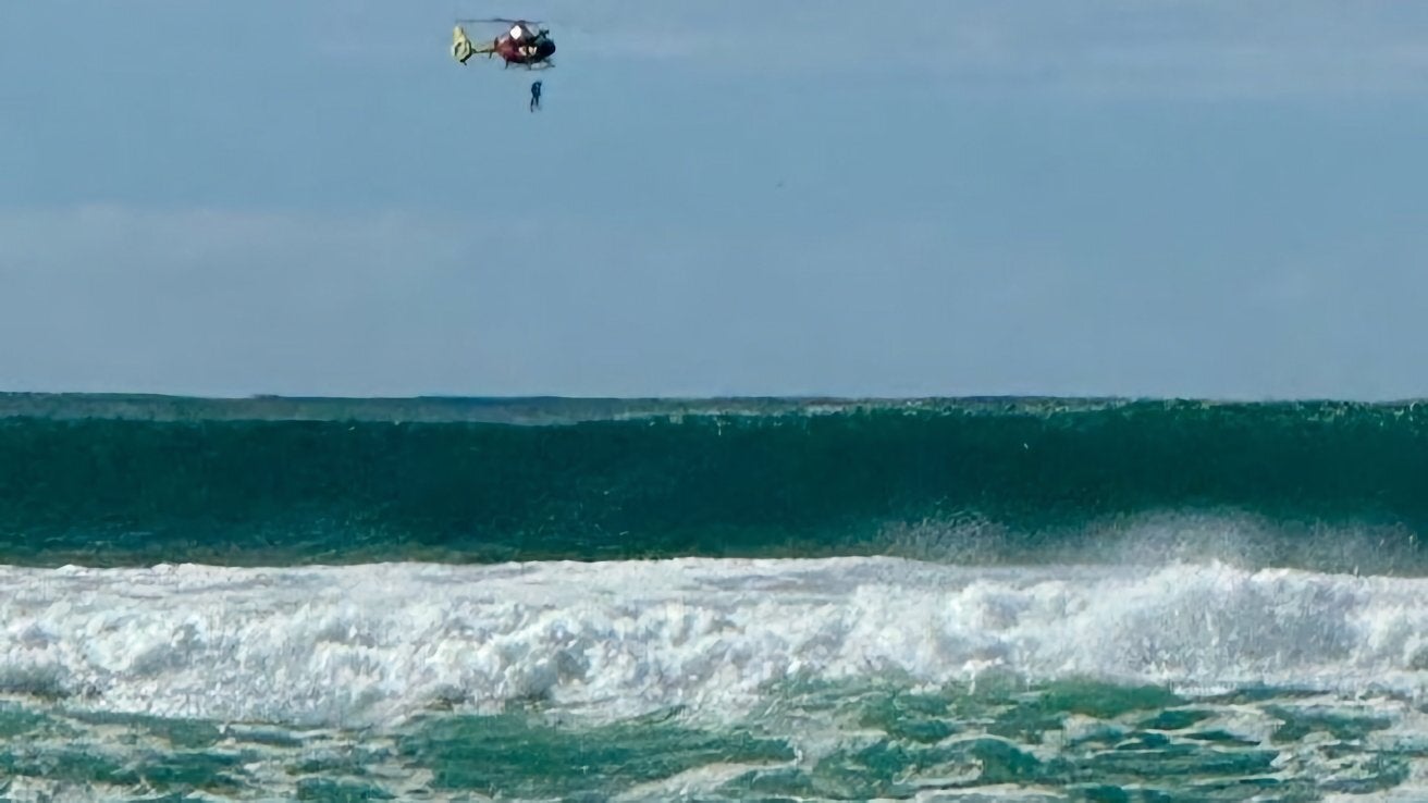 Helikopter kurtarma. | Resim kredisi Surf Life Saving NSW - Apple Watch, hayat kurtaran bir helikopter kurtarma çağrısı yaparak bunu bir kez daha yaptı