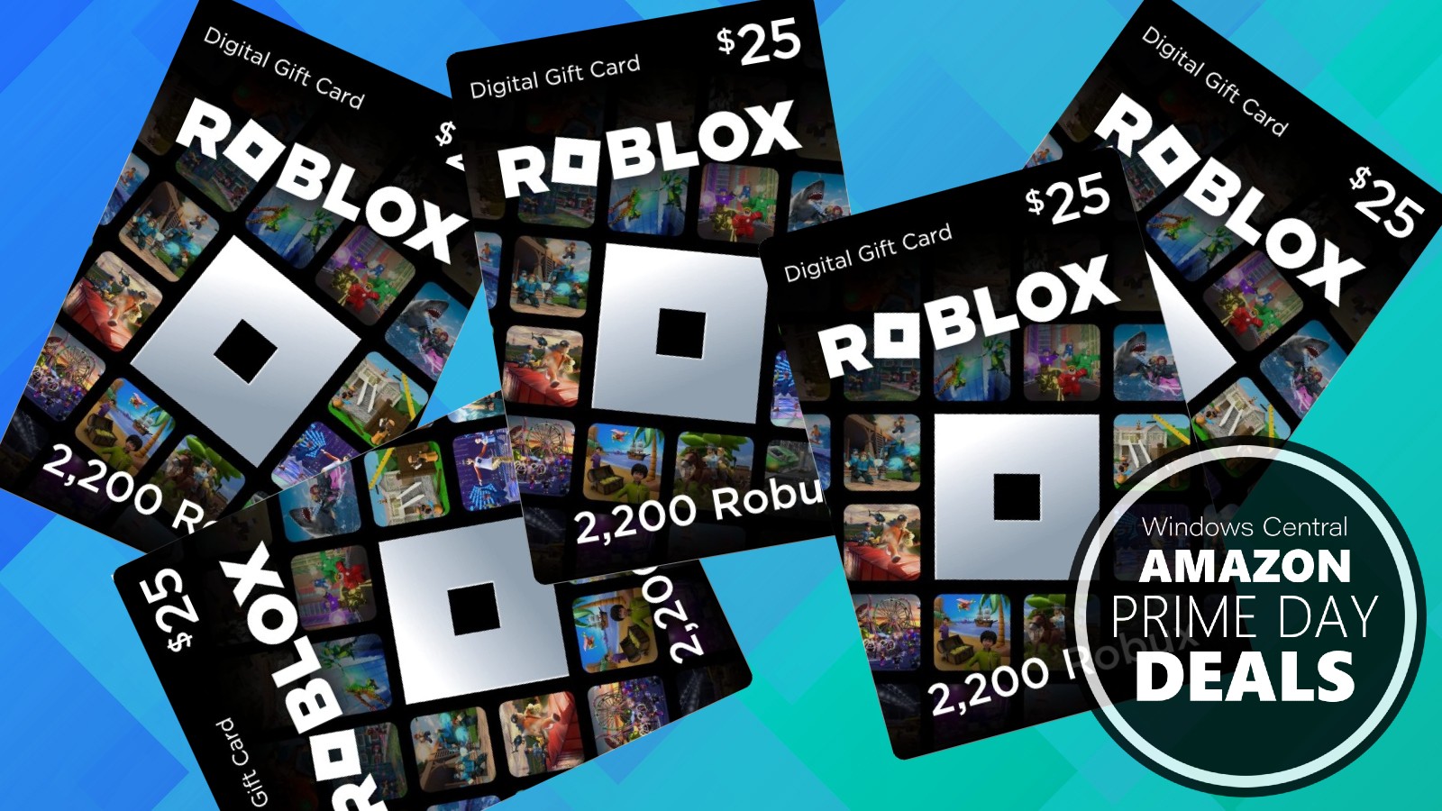 Amazon Prime Day 2024 için Roblox Robux hediye kartlarının görüntüsü.