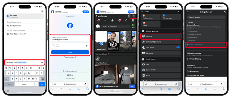 Ekran görüntüleri Messenger ayarlarını gösteriyor