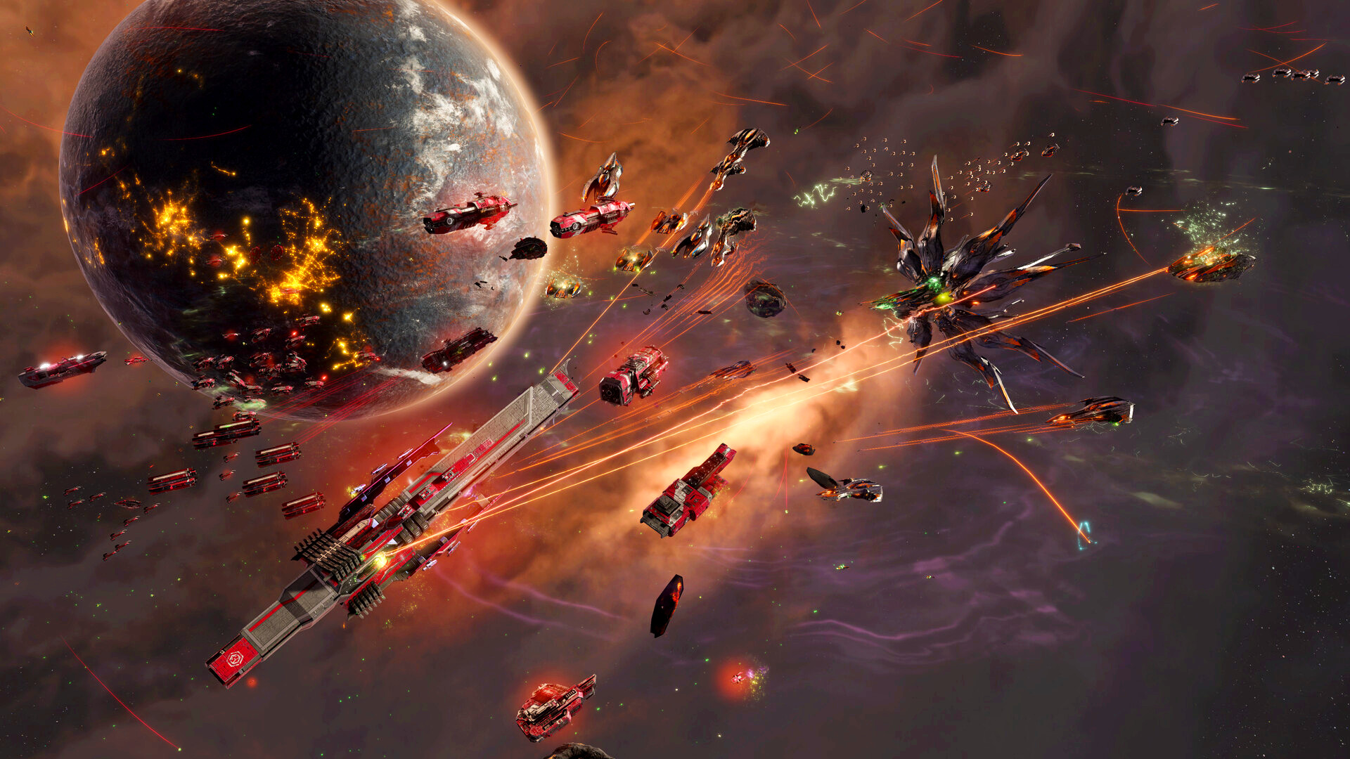 Sins of a Solar Empire 2 - Bir gezegenin yörüngesinde gemiler arasında bir savaş gerçekleşir.