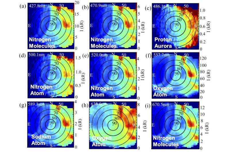 Hiperspektral kameradan Aurora Borealis'in ilk tam 2 boyutlu spektral görüntüsü