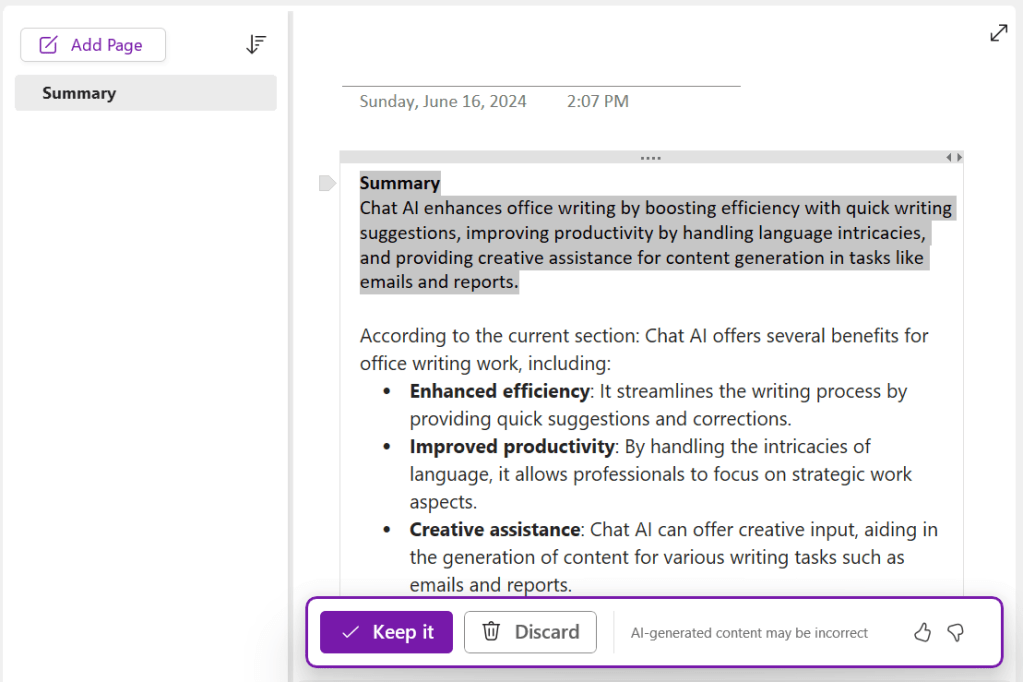 onenote yardımcı pilot özeti