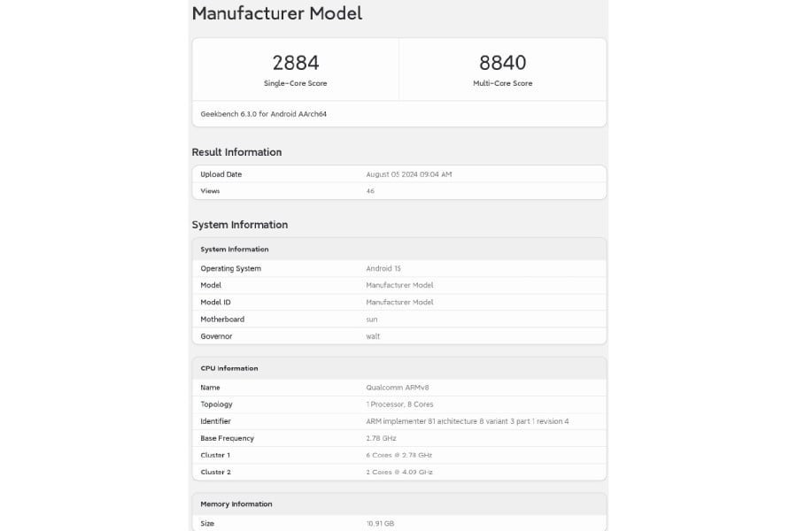 Qualcomm Snapdragon 8 Gen 4 Geekbench puanları | Görsel kredisi – GizmoChina - İlk Snapdragon 8 Gen 4 kıyaslaması iPhone 15 Pro Max'ı geride bıraktı