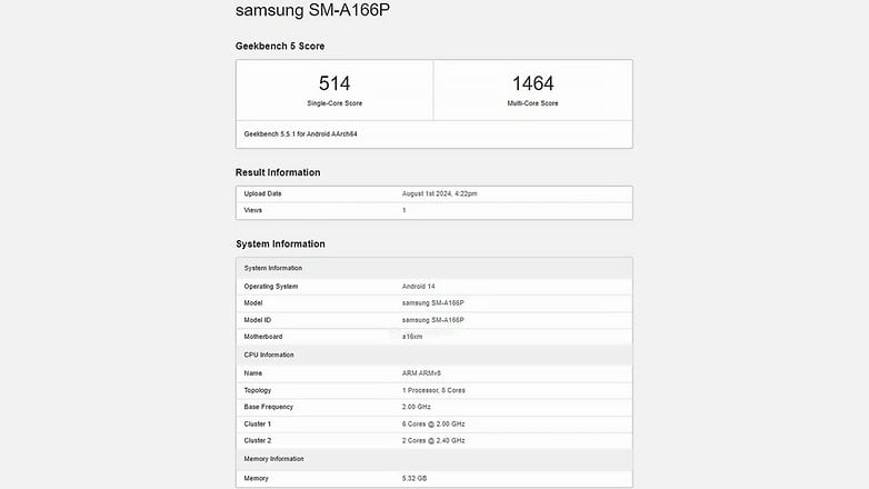 Samsung Galaxy A16 5G özellikleri, işlemci sızıntısı