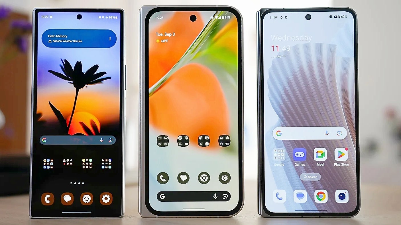 Galaxy Z Fold 6, Pixel 9 Pro Fold ve Oppo Find N3 birlikte görüntülendi.