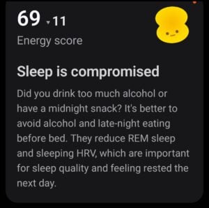 Samsung Health'in yardımcı olmadığını gösteren bir ekran görüntüsü