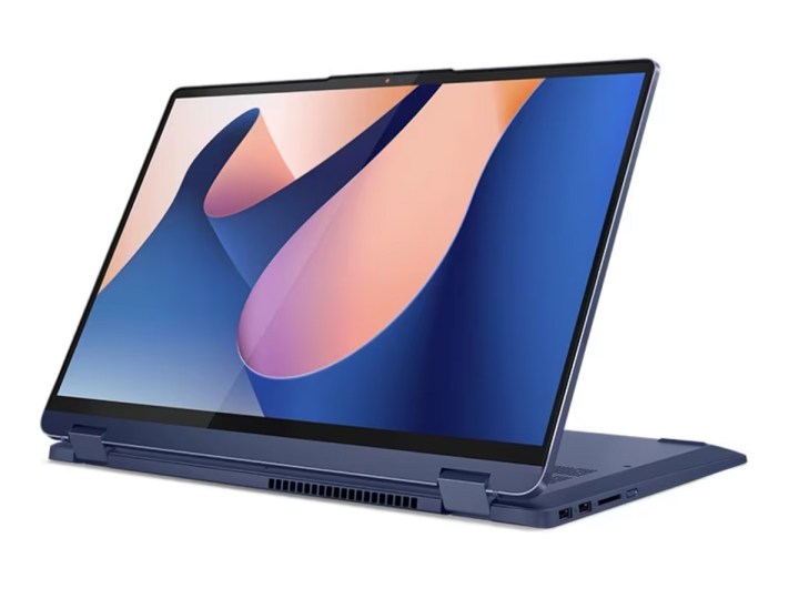Beyaz arka planda 16 inç Lenovo IdeaPad Flex 5i 2'si 1 arada dizüstü bilgisayar.