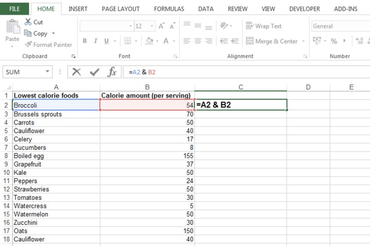 Excel'de birleştirme işlevini formül olmadan uygulama.