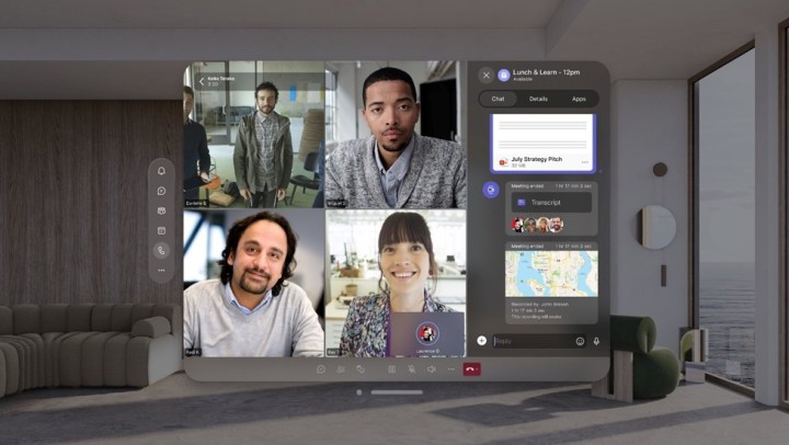 Microsoft Teams, Apple Vision Pro'da kullanılıyor.