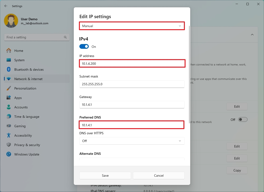 Windows 11 statik IP yapılandırması