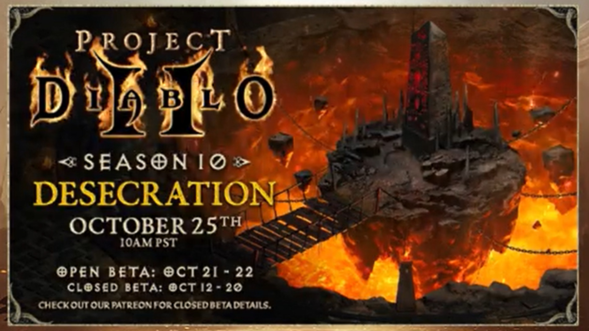 Project Diablo 2 10. Sezon 'Desecration' için pankart - 25 Ekim'de TSİ 10:00'da başlıyor.