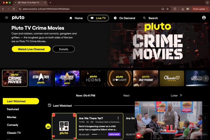 Pluto TV Canlı TV rehberi ana sayfası