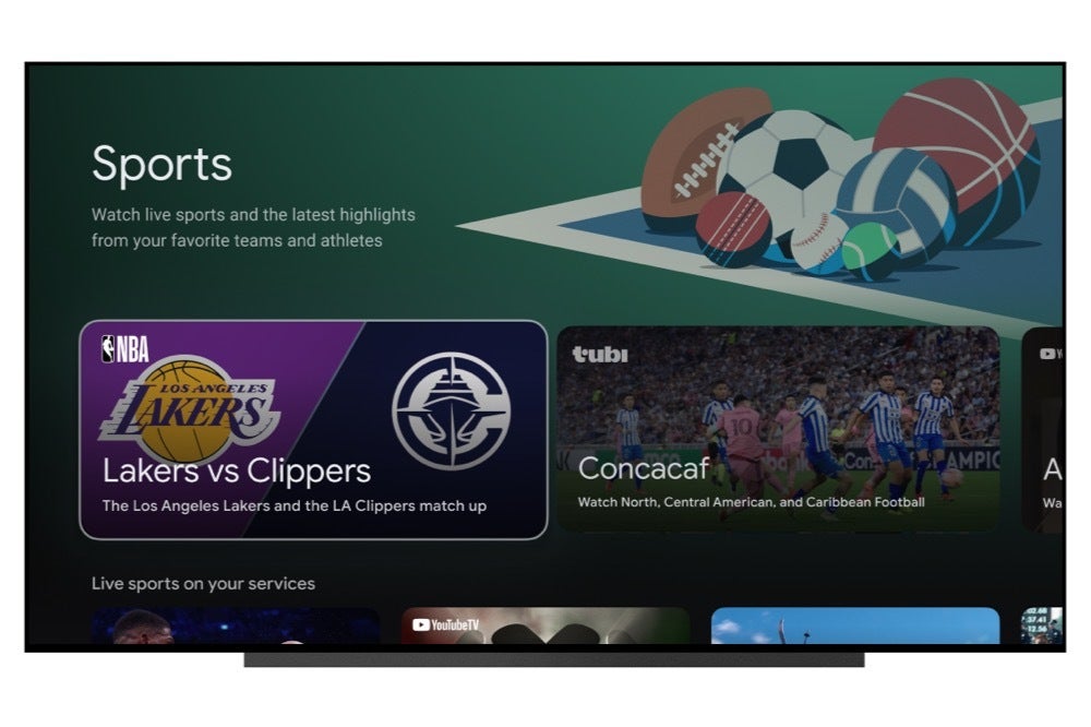 Google TV spor konu sayfası. | Resim kredisi — Google - Google TV büyük bir yükseltme alıyor: akıllı ev kontrolleri, yapay zeka sanatı, spor merkezi ve daha fazlası