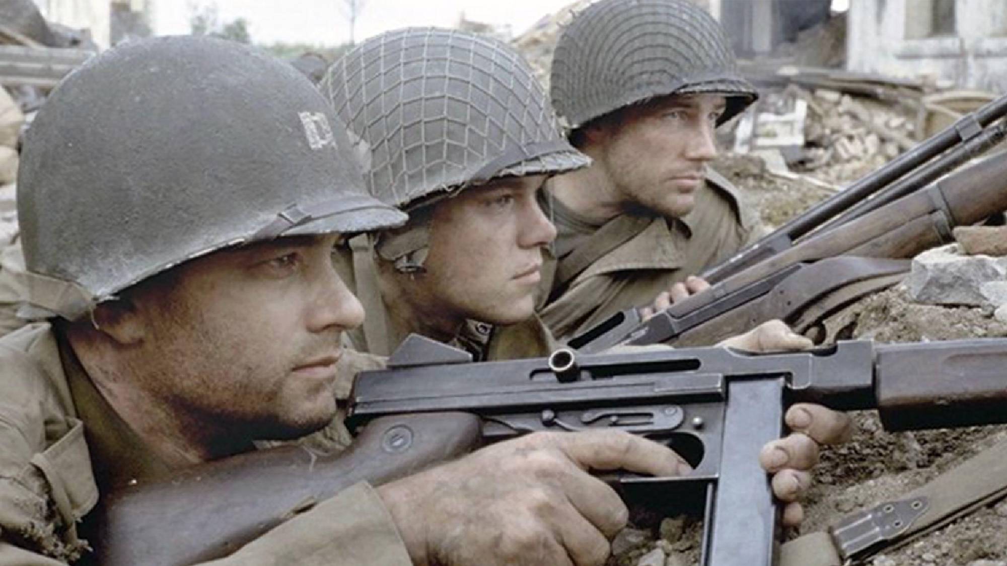 Saving Private Ryan filminde Tom Hanks John H. Miller, Matt Damon James Francis Ryan ve Edward Burns Richard Reiben rolünde