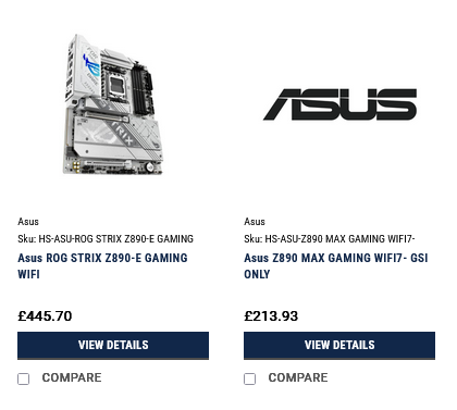 ASUS Z890 Anakartlar İngiltere listesi