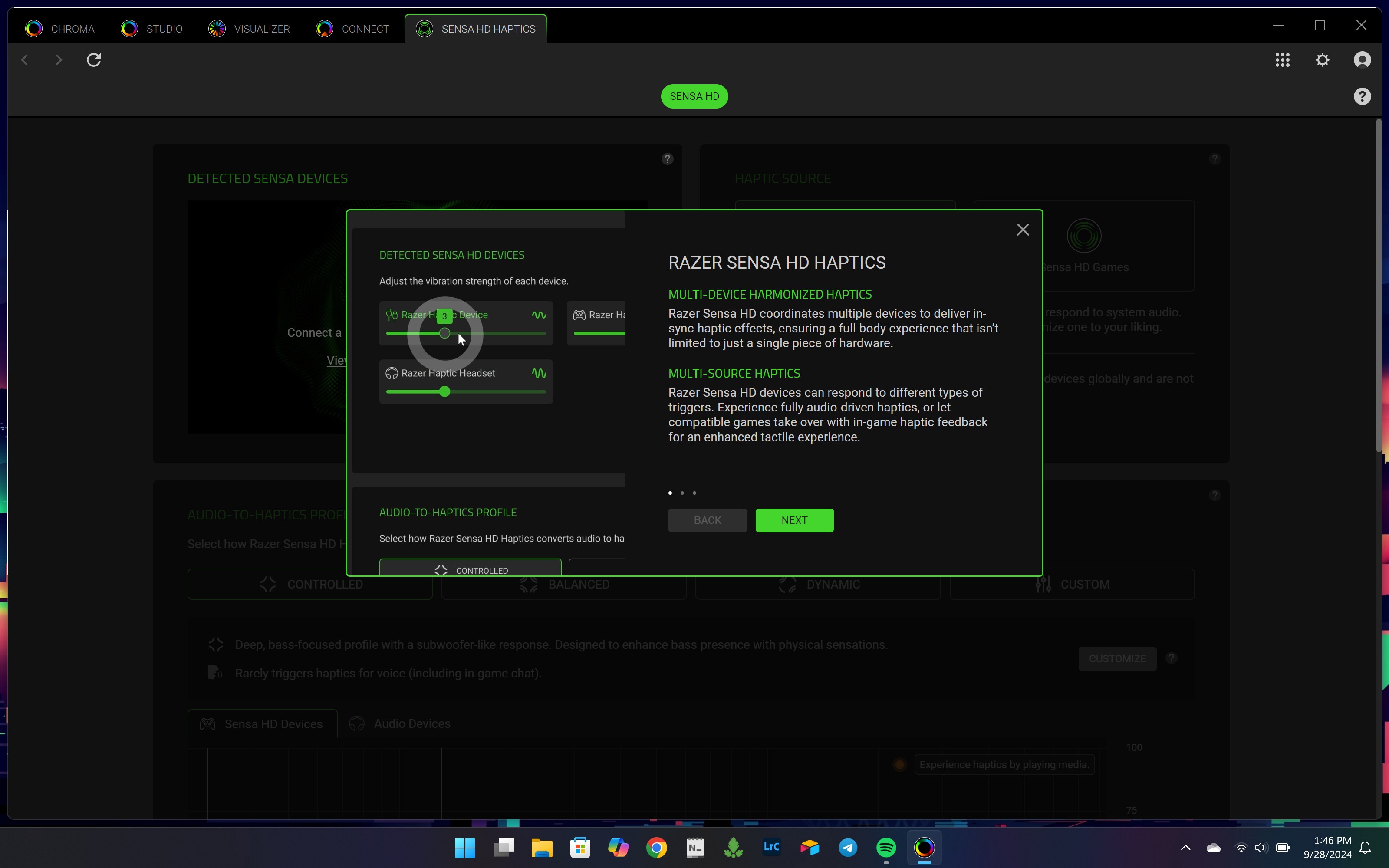 Razer Chroma uygulamasında Sensa HD