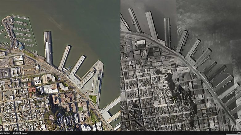 San Francisco'nun bugünkü ve o zamanki Google Earth görüntüleri