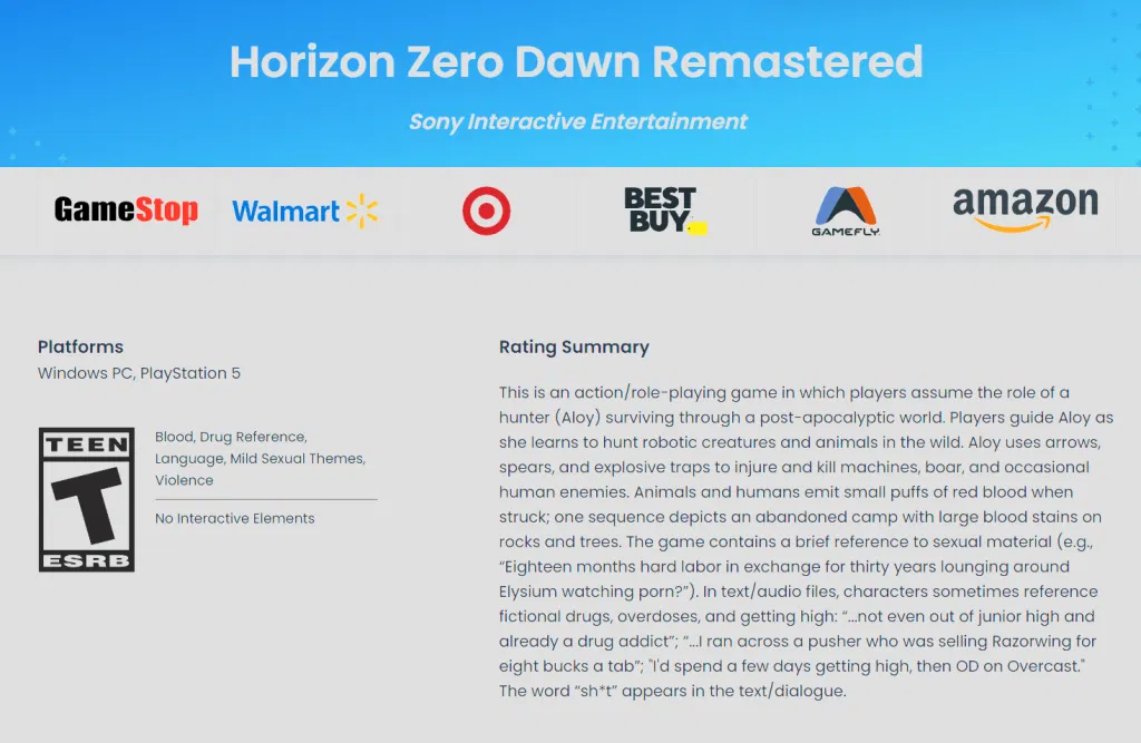 Horizon Zero Dawn Remaster ESRB Tarafından Derecelendirildi, Duyuru Yakında Gerçekleşebilir