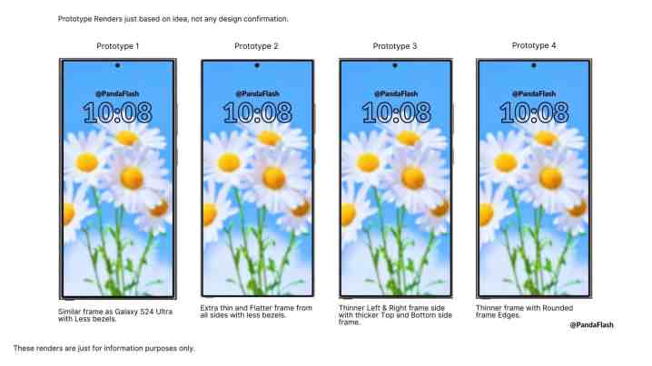 Samsung Galaxy S25 Ultra ekranın işlenmiş prototipleri.