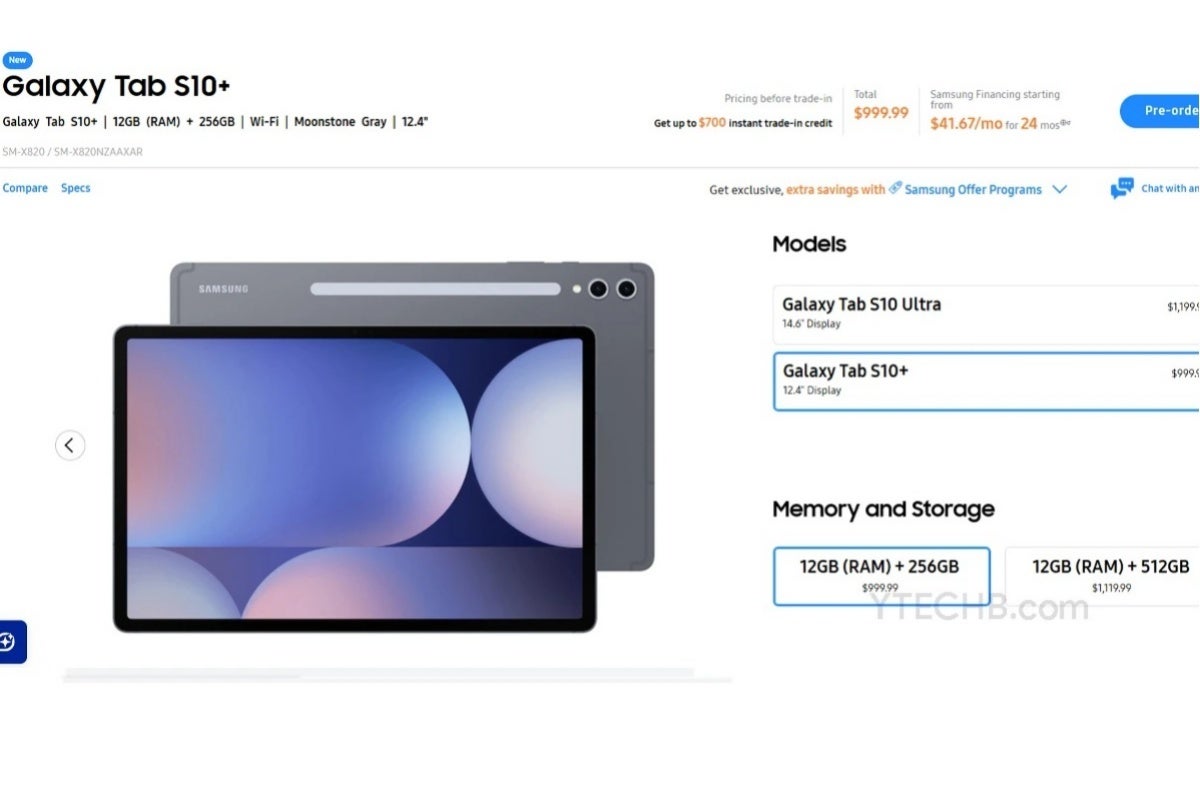 Erken Galaxy Tab S10+ ABD ön sipariş listesi