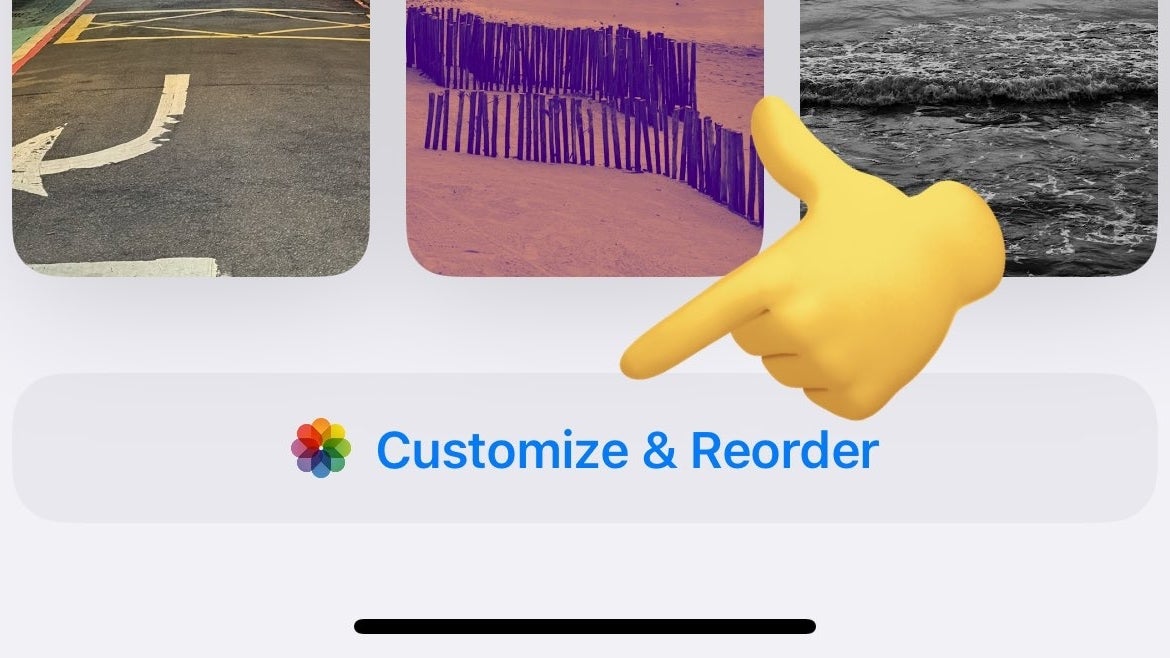 iOS 18 Fotoğraflar uygulamasını özelleştirme düğmesi.