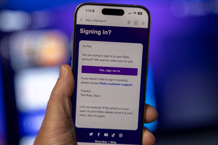 Roku hesabınıza giriş yapmayı denediğinizde alacağınız e-posta.