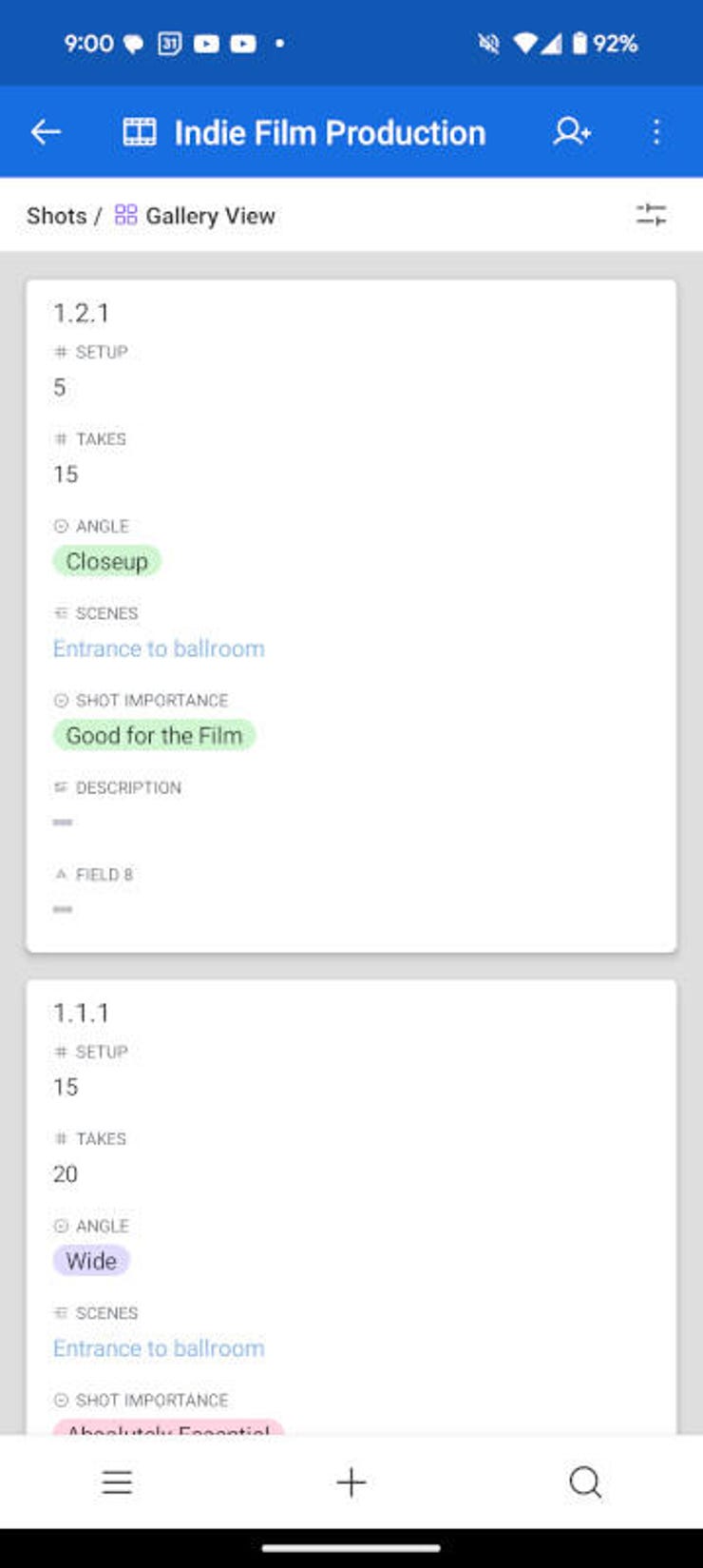 Android'de Airtable uygulaması.
