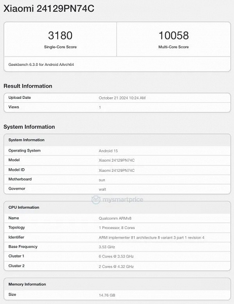 Dünyanın en güçlü akıllı telefonu unvanının ana yarışmacısı. Xiaomi 15 ilk kez Geekbench'te test edildi