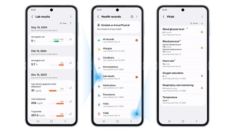 Samsung Health uygulamasının ekran görüntüleri Samsung Health uygulamasının ekran görüntüleri