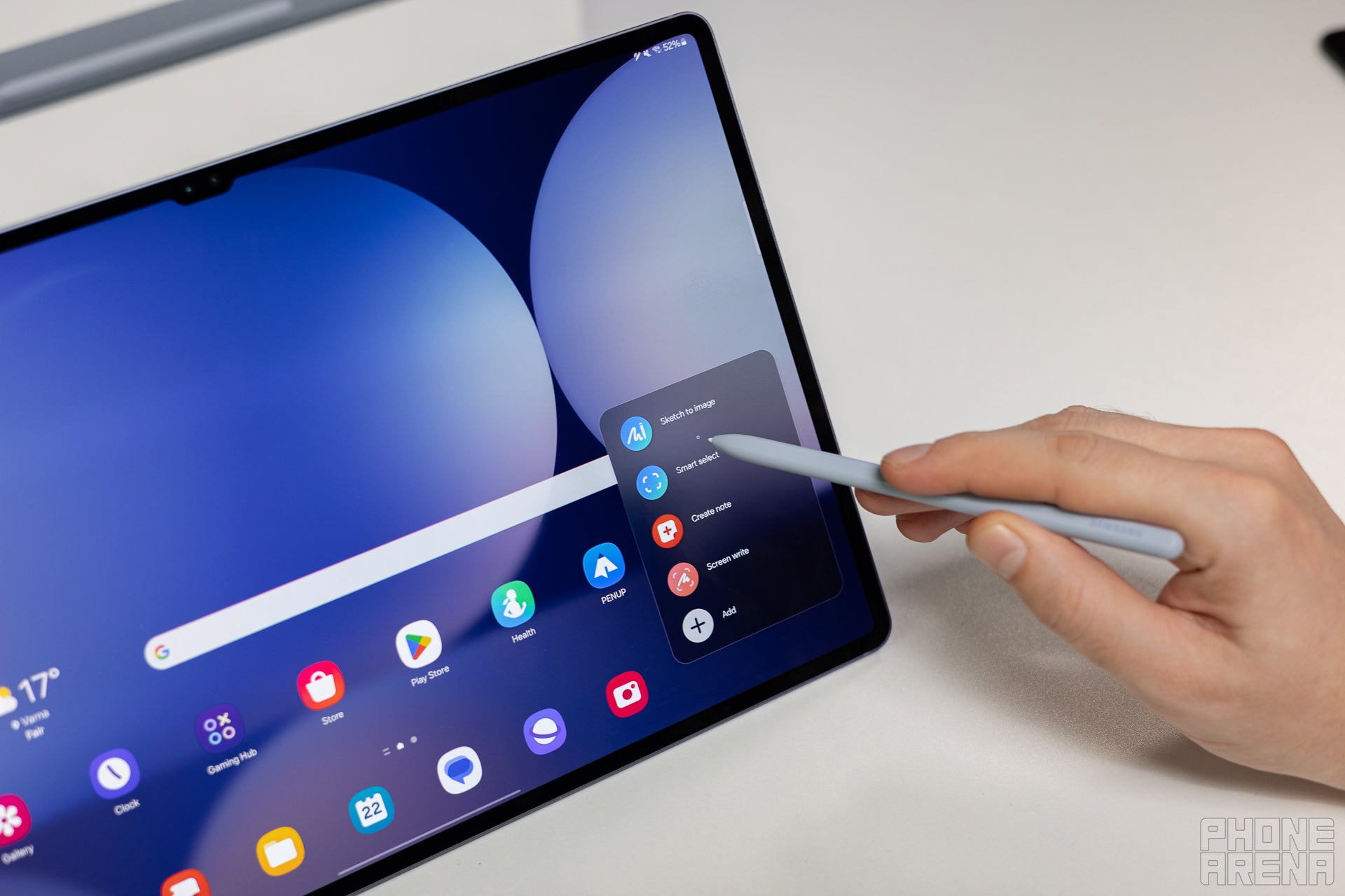 Galaxy Tab yazılımındaki S Pen menüsü