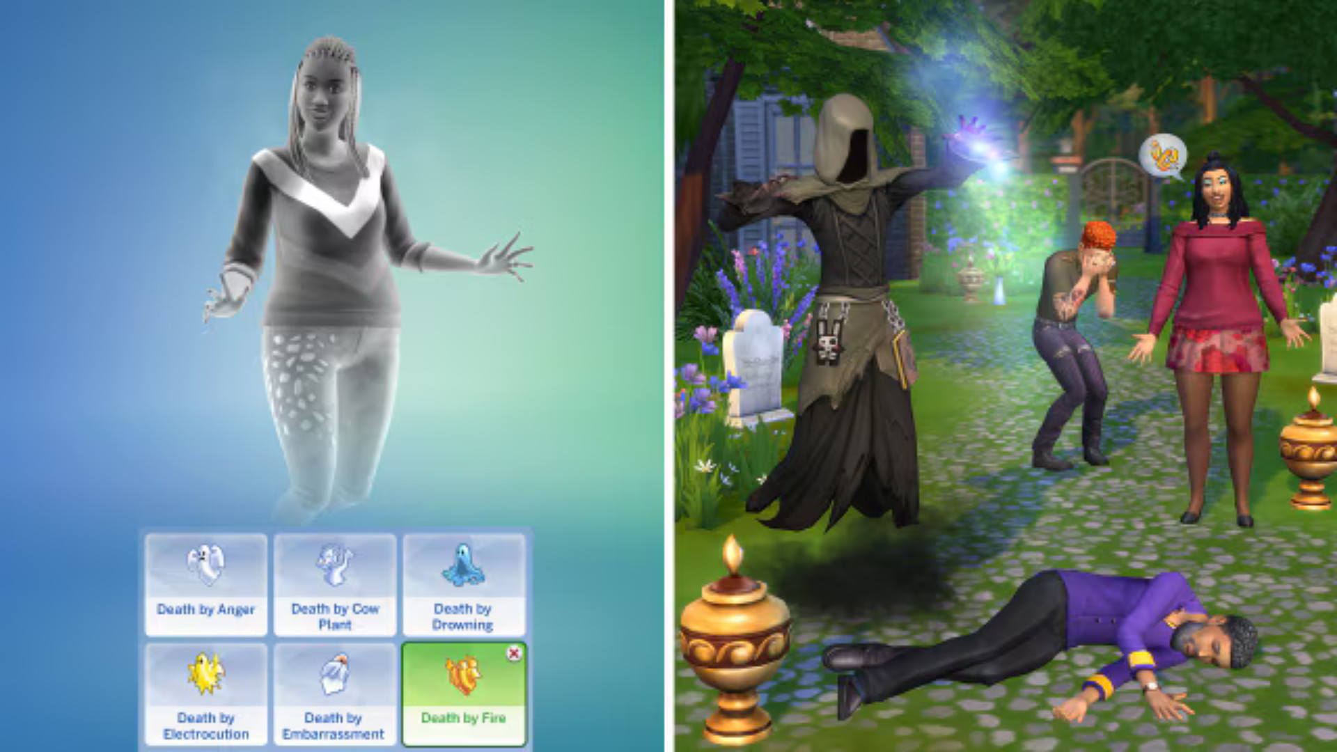 The Sims 4 güncellemesi: Hayalet Yaratma ve Sim'in ölüme karşı yeni tepkileri.