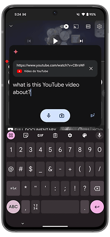 Gemini Assistant'ta YouTube entegrasyonu.